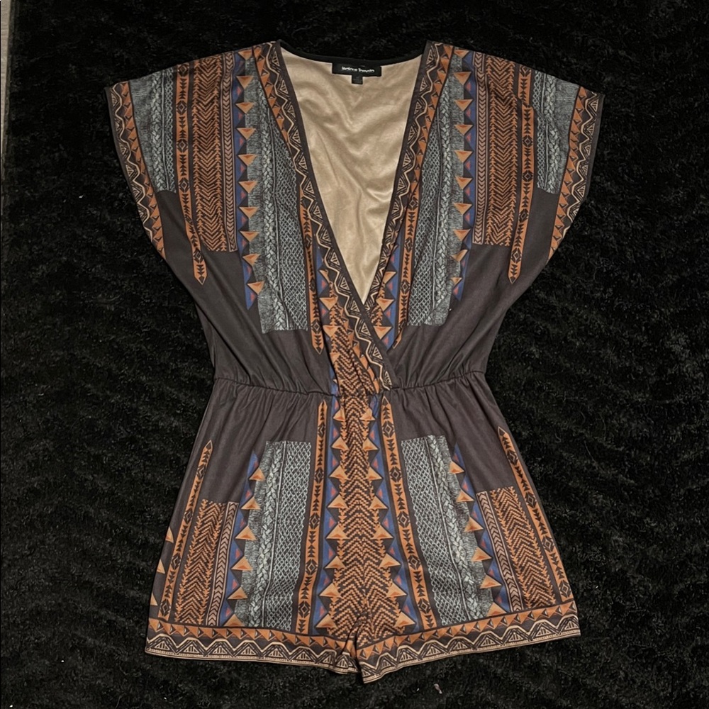 Jealous Tomato Aztec Short Sleeve Romper - Medium